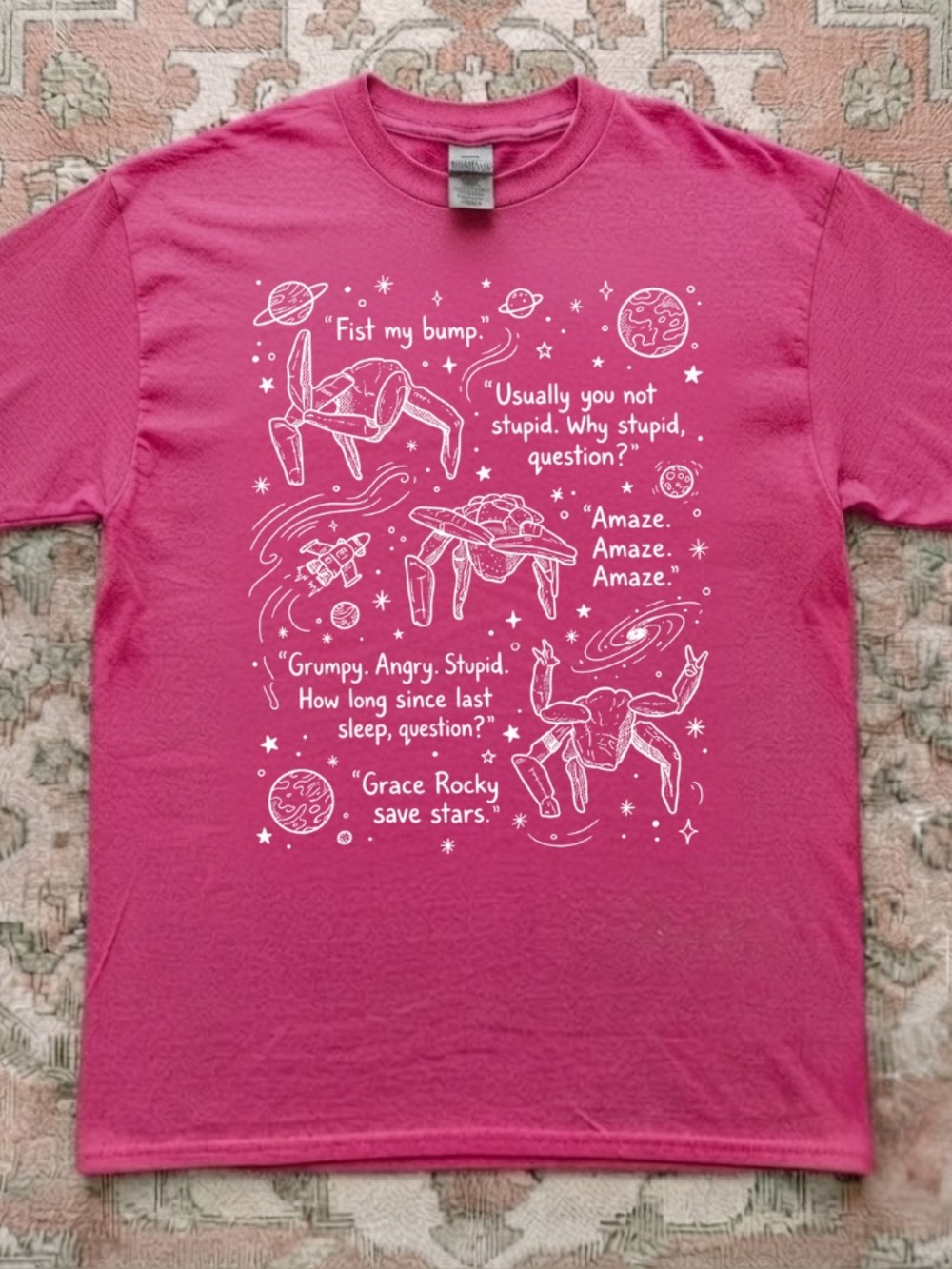 Project Hail Mary Rocky Space Quotes Amaze Vintage Pink T-Shirt